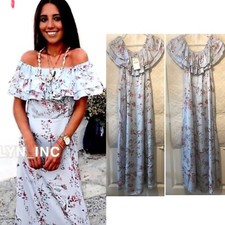 NWT ZARA BLUE LONG FLORAL PRINT DRESS 3198/241