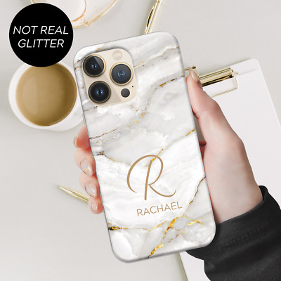 Personalisierte Handyhülle Marmor Name Silikon Cover für iPhone 14 13 15 12 11 16
