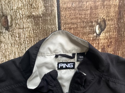 PING PULLOVER HALF ZIP GOLF JACKET BLACK WHITE MENS SIZE MEDIUM EXCELLENT - Picture 2 of 8