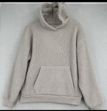 American Eagle Hoodie Sweater Extra Small Cream Teddy Sherpa Fuzzy Sweatshirt