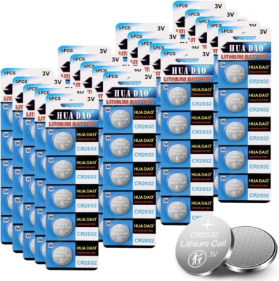 100 PCS   CR2032 Lithium Button Battery, 200mAh 3 Volt Coin Battery