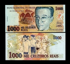 Brazil 1000 CRUZEIROS REALS P-240 ND 1993 SCHOOL CHILD Brazilian UNC Money NOTE
