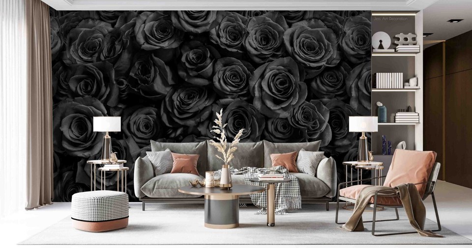 3D Rose Black Floral Patterns Wallpaper Wall Murals Removable Wallpaper