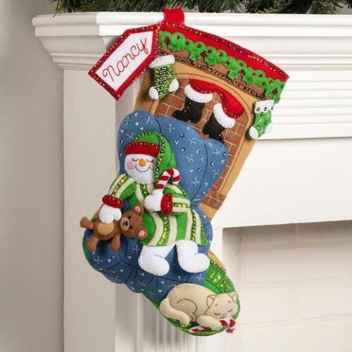 Bucilla 18" Felt Christmas Stocking Kit - Holiday Dreaming - Picture 2 of 3
