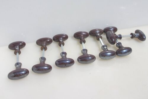 Vintage Iron Door Knobs Handles Shiny Coating 1970's Retro (new old stock) - Picture 1 of 12