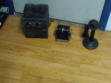 Antique Original Western Electric Bell Oak Case, Candle Stick Phone + Ex Magneto