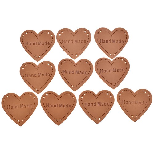 50PCS HANDMADE PU Leather Labels Tags Clothing Garments Bags Shoes Sewing Craft - Picture 3 of 20