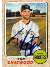 Tyler Chatwood autographed baseball card (Rockies) 2017 Topps Heritage #164