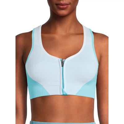 Avia Women's Seamless Zip Front Sport Bra, New Size