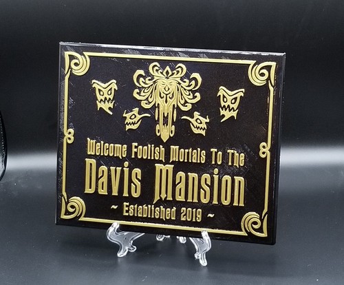 10" Personalized Haunted Mansion Inspired Home Welcome Plaque w/ Family Name - Picture 3 of 10