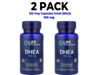 Life Extension 100mg, 2 PACK Vegetarian Capsules - 60 Count x 2 (120 total!)