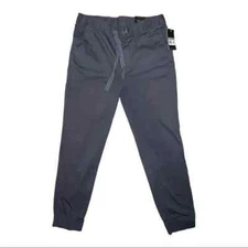 Galaxy by Harvic Gray Men's Basic Stretch Twill Joggers Pants Medium NWD