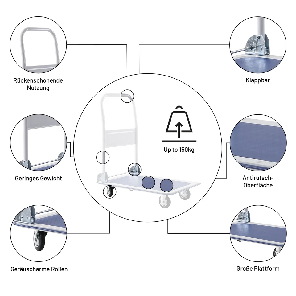 Pallit Chariot de transport pliable CARRY | 150kg | avec revêtement antidérapant - Photo 3/4