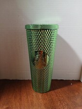 Starbucks Metallic Green Studded Bling 24 oz Tumbler Cold Cup-24 OZ