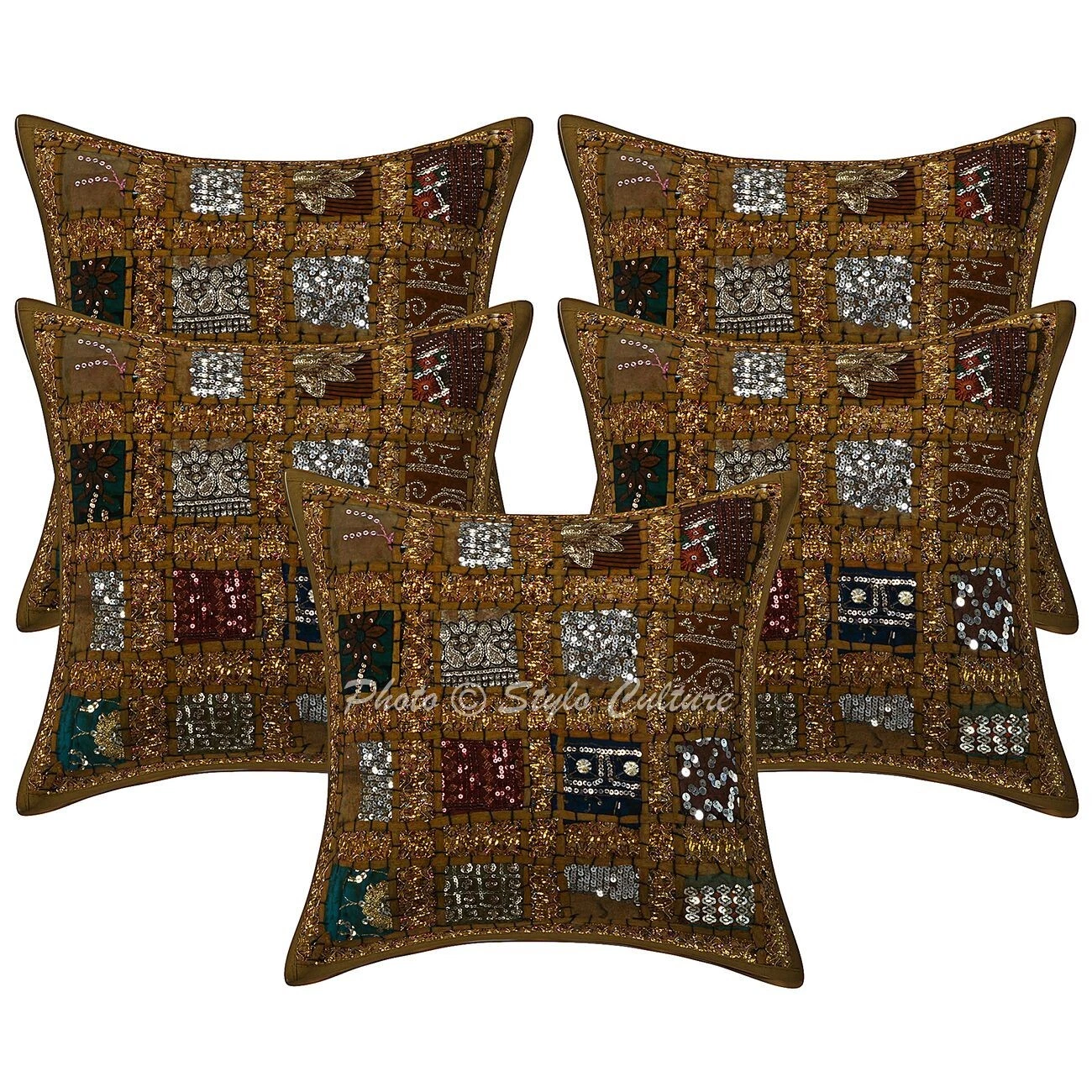 Home Decor Pillow Cover Patchwork Bohemian Indian Cushion Cover Throw 16 x 16 in