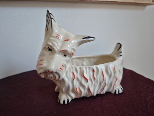 Seltener Art Deco Tschechische Keramik Ditmar Urbach Hund Schwarz Rot & Weiß Terrier - Bild 2 von 12