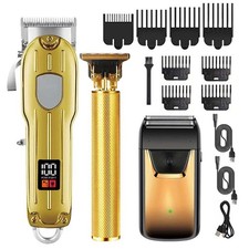 Rechargeable Hair Clipper Beard Trimmer Men's Barber Haircut Kit Titanium Blade-