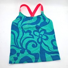 Mini Boden Girls Teal Blue Pink Floral Tankini Swim Top NWT Size 8-9Y