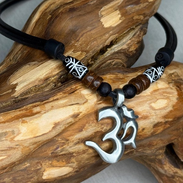 Surferkette Om Shiva Halskette Lederkette Surferhalskette Herrenkette Damenkette-image