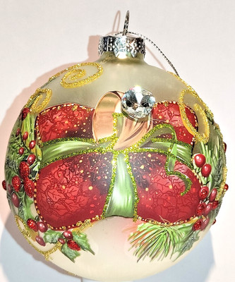MARK ROBERTS'' Weihnachtskugel aus Glas Ø 10 cm  Nostalgie Design  Nr. 5 Geschenk