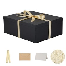 KdmNzoo Extra Large Gift Box with Lid 1 count (Pack of 1), Black/1pcs 