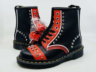 Dr Martens 1460 Stud 8-Eye Boots R25607001 Black Red US Men 4 Women 5