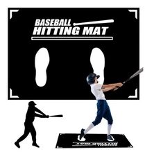 Baseball Batting Mat with Footprint | Non-Slip Hitting & Swing Training Mats