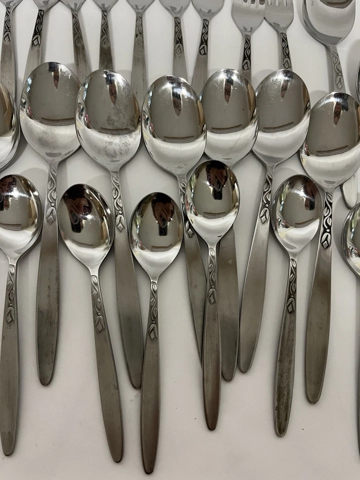 Lote 55 cubiertos Amefa Tulip Time acero inoxidable Holanda lote Foto 3 de 4