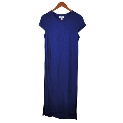 jessica simpson shirt dress NEW Jessica Simpson Shirt Dress Size Medium Navy Blue Midi Stretch Hi Low  NWT