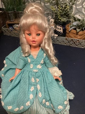 Vintage Adriana Furga Doll Victorian Dress Platinum Hair Italy 14 w/Parasol READ