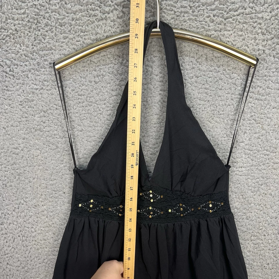 De Colección Y2K Babydoll Túnica Halter Top Mujer Grande Elastizado Negro Caprichoso Lentejuelas Góticas Foto 4 de 4