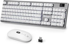 Wireless Gaming Keyboard and Mouse Combo, Upgrade Battery Percentage Display, Re