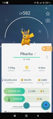 Pokemon Shiny Pikachu Detective TRA'DE 1 mill Dust GO -OrUltra Friends   female