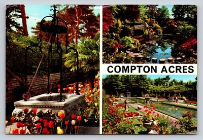 Compton Acres Gardens Postcard Poole Dorset John Hinde Multi-View 1964