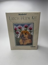 Wonderart Latch Hook Kit 15x20 Flower Puppy Dog Blue White Clouds New Sealed