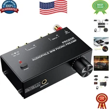 Compact Turntable Preamplifier with Low Noise Operation - RCA & 3.5mm Output