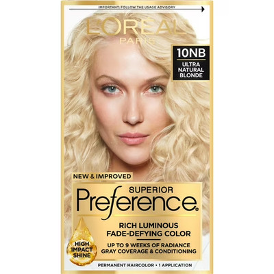 L'Oreal Preference Fade-Defying Shine Hair Perm Color Ultra Natural Blonde 10NB