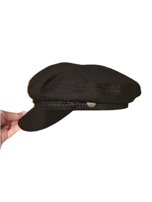 #ad Brixton Black Fiddler Cap Classic Unisex Fisherman Cap Size Medium 7 1 4 NEW $19.99