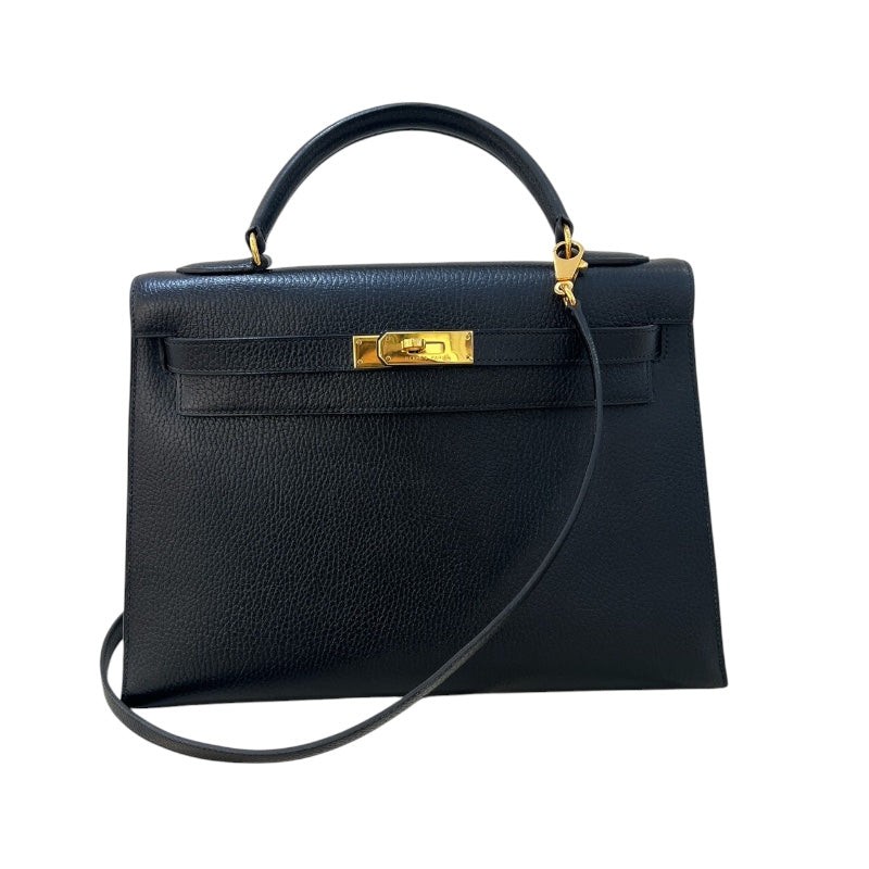 HERMES Kelly 32 Black Ardennes Leather Handbag #OKB506