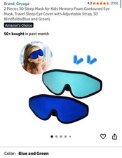 3 Pieces Sleep Mask for Kids, Girls Plush Sleeping Eye Cover 3D Eye Blindfold