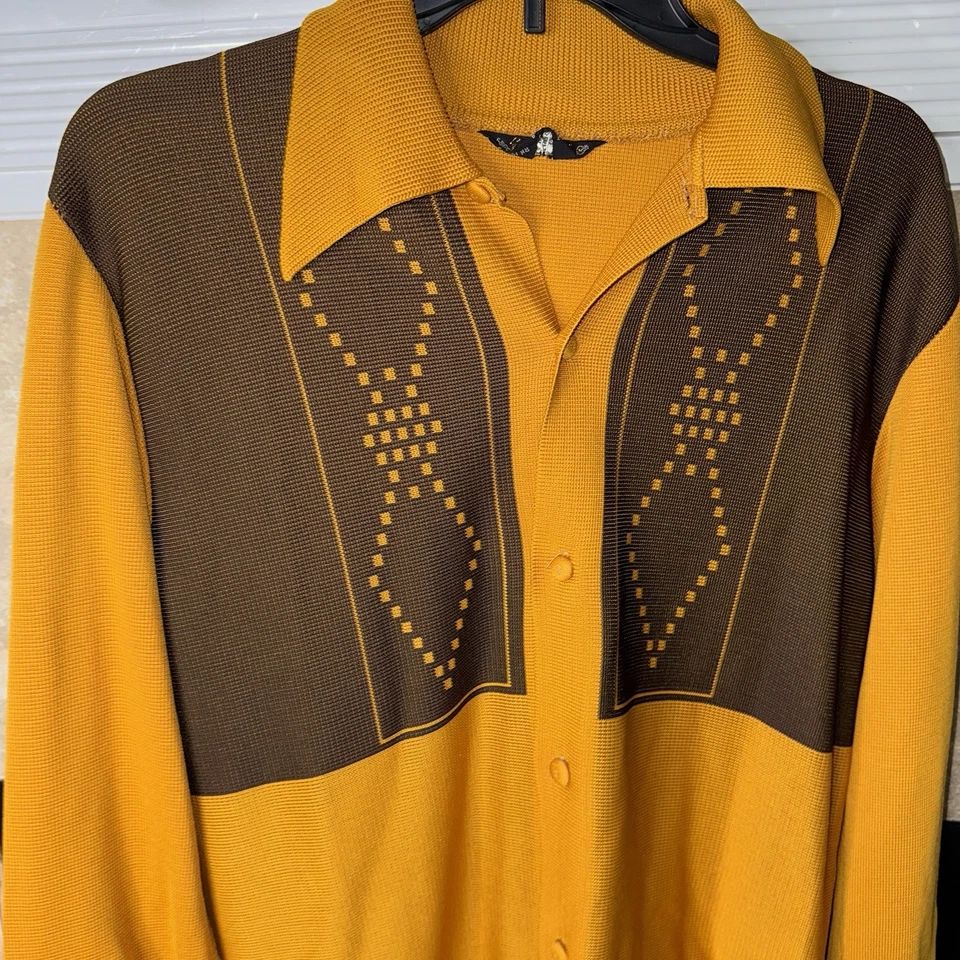 De Colección Enrico Felini Años 60 Para Hombres Camisa Tejido Suéter Abotonado Retro Cuello Punta Med Foto 3 de 4