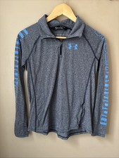 Under Armour Boys XL Blue Quarter Zip HeatGear Pullover Athletic Top