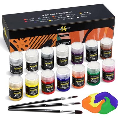 Stoffmalfarben Textilfarben Waschfest 14 Farbiges Set 20ml Pinsel
