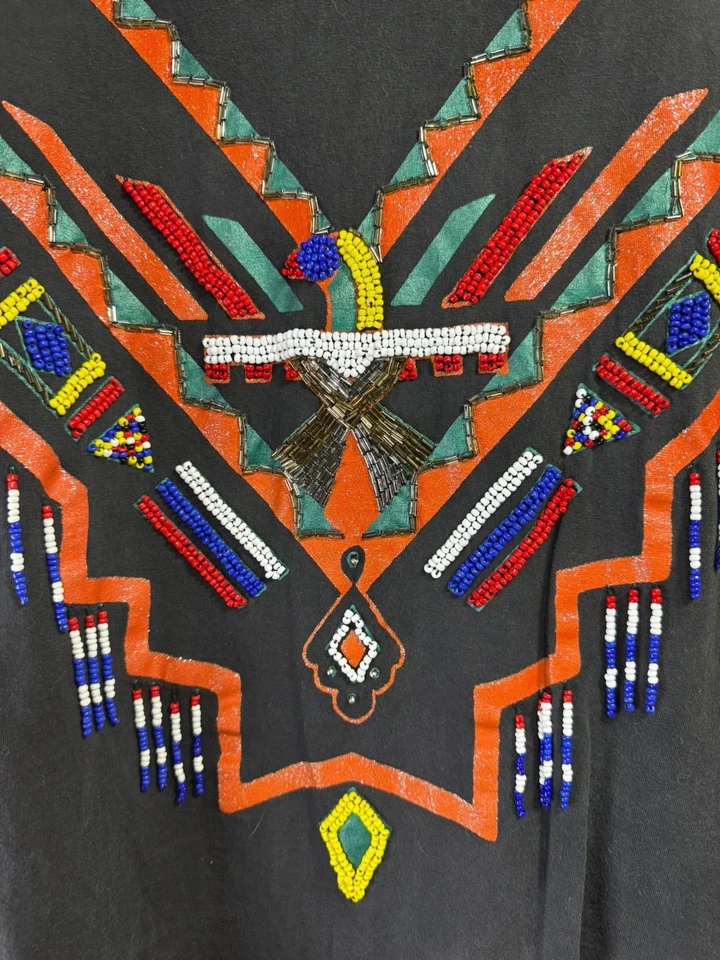 Женская блузка с коротким рукавом Bali Moon — размер: большой — цвет: черный + бисер - Изображение 3 из 4