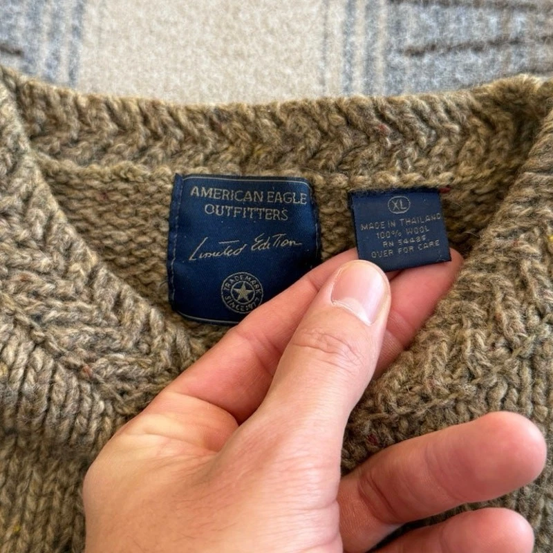 Vintage 90s Men’s American Eagle Fair Isle Wool Knit Sweater Size XL Pullover - Image 2 of 4