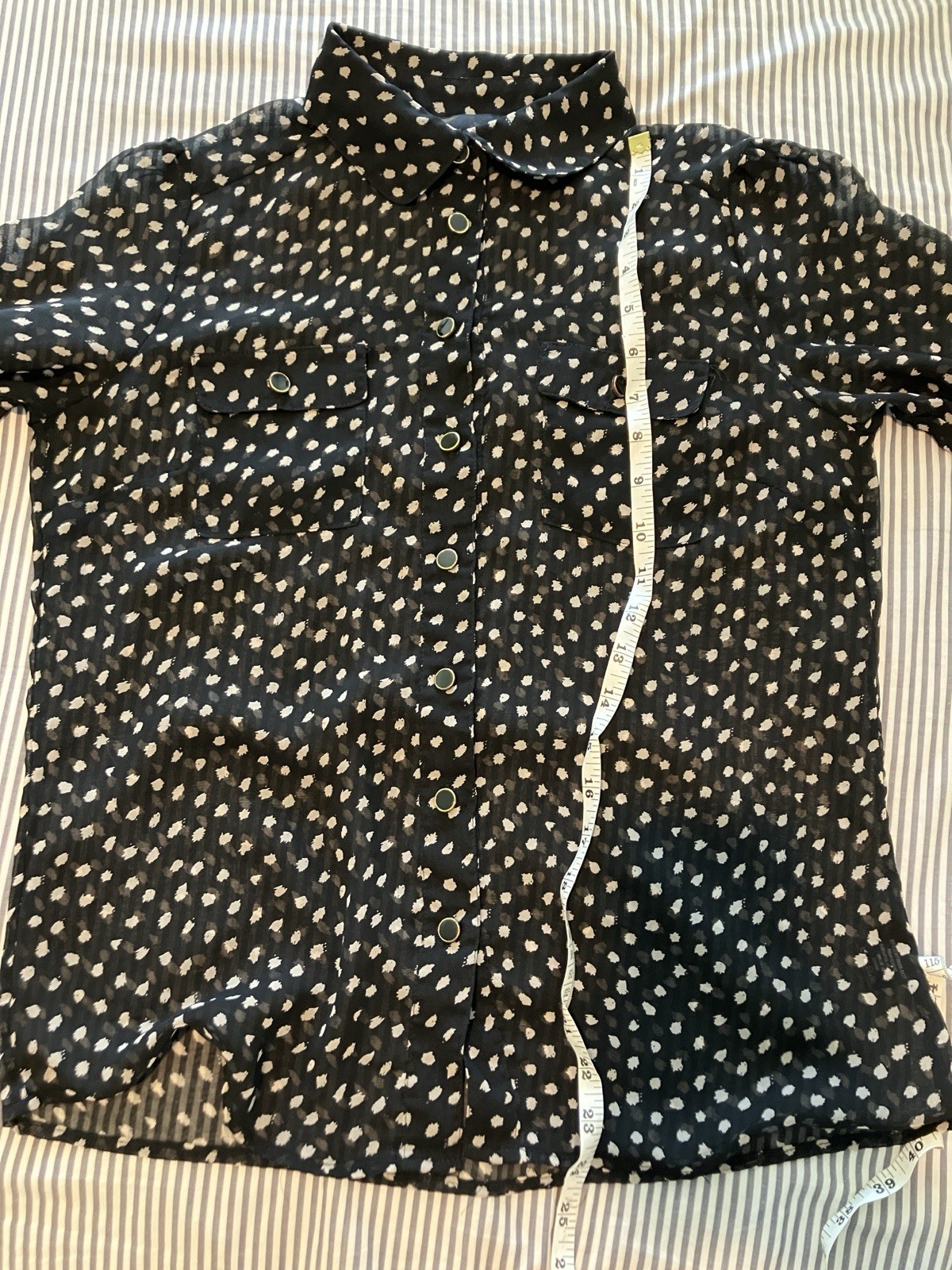Iris Basic Black Sheet Blouse With White Polka Do… - image 7