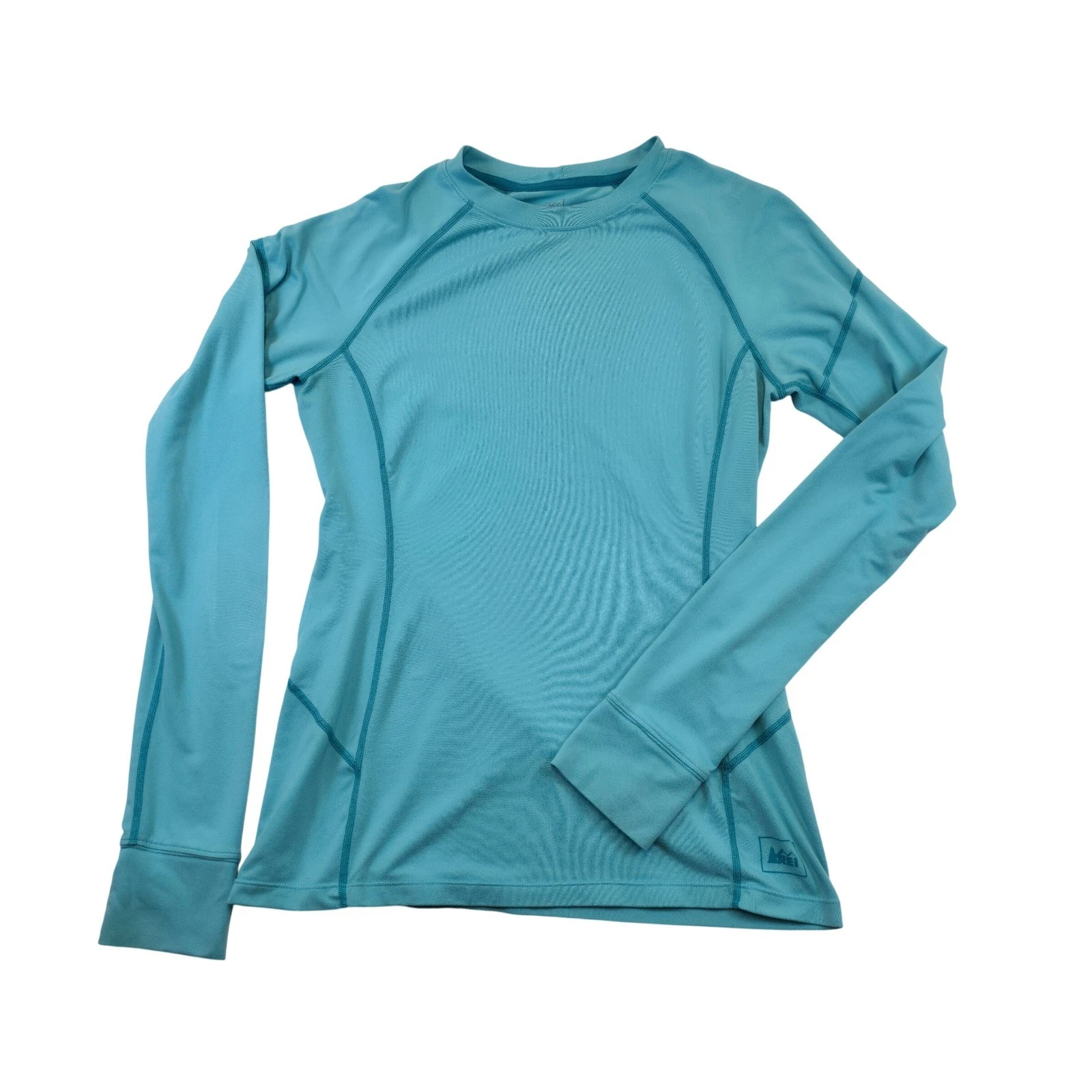 REI Co Op Womens Long Sleeve Performance Shirt Teal Thumbholes Size S