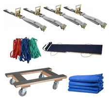 6' Piano Moving Skid Safety Board Kit - 18"x30" Dolly, Straps, Blanket & Bands