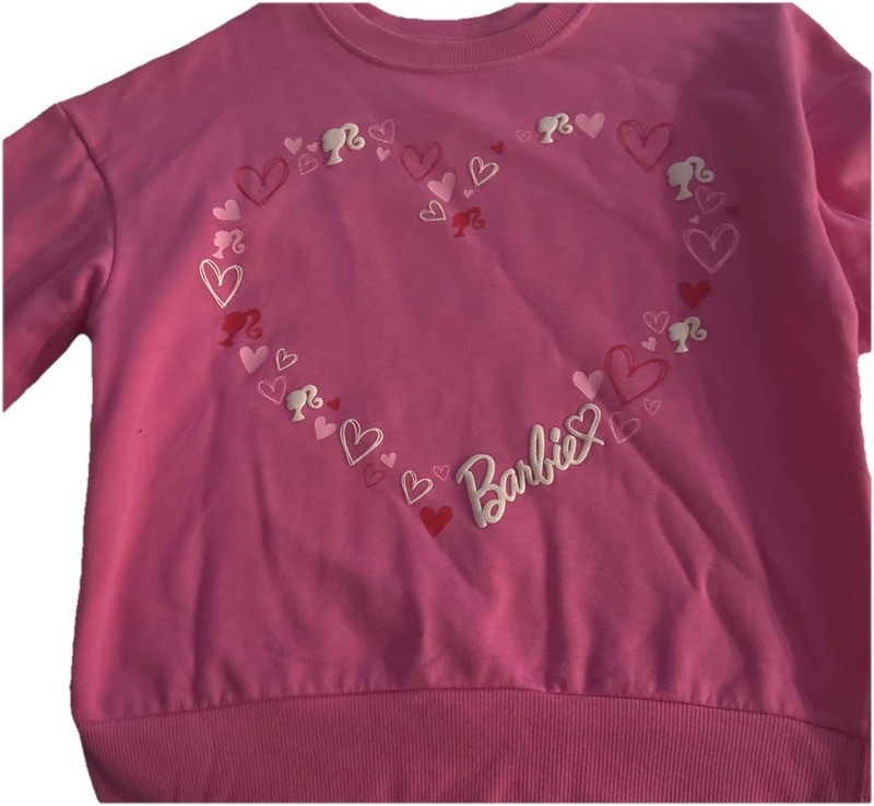 Barbie Pink long Sleeve Pullover Sweatshirt Girls M (7-8)