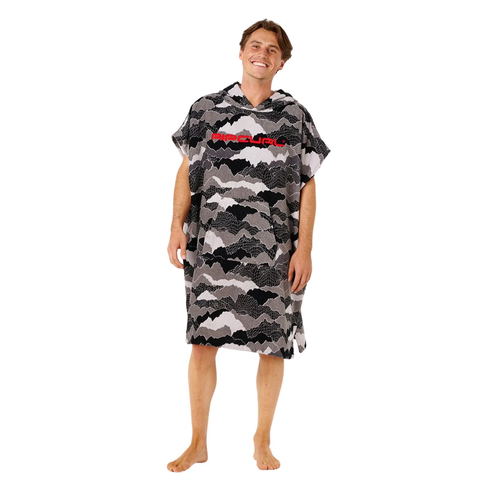 Rip Curl Mens Fun Times Hooded Towel Poncho - Black/Grey - OS - Image 2